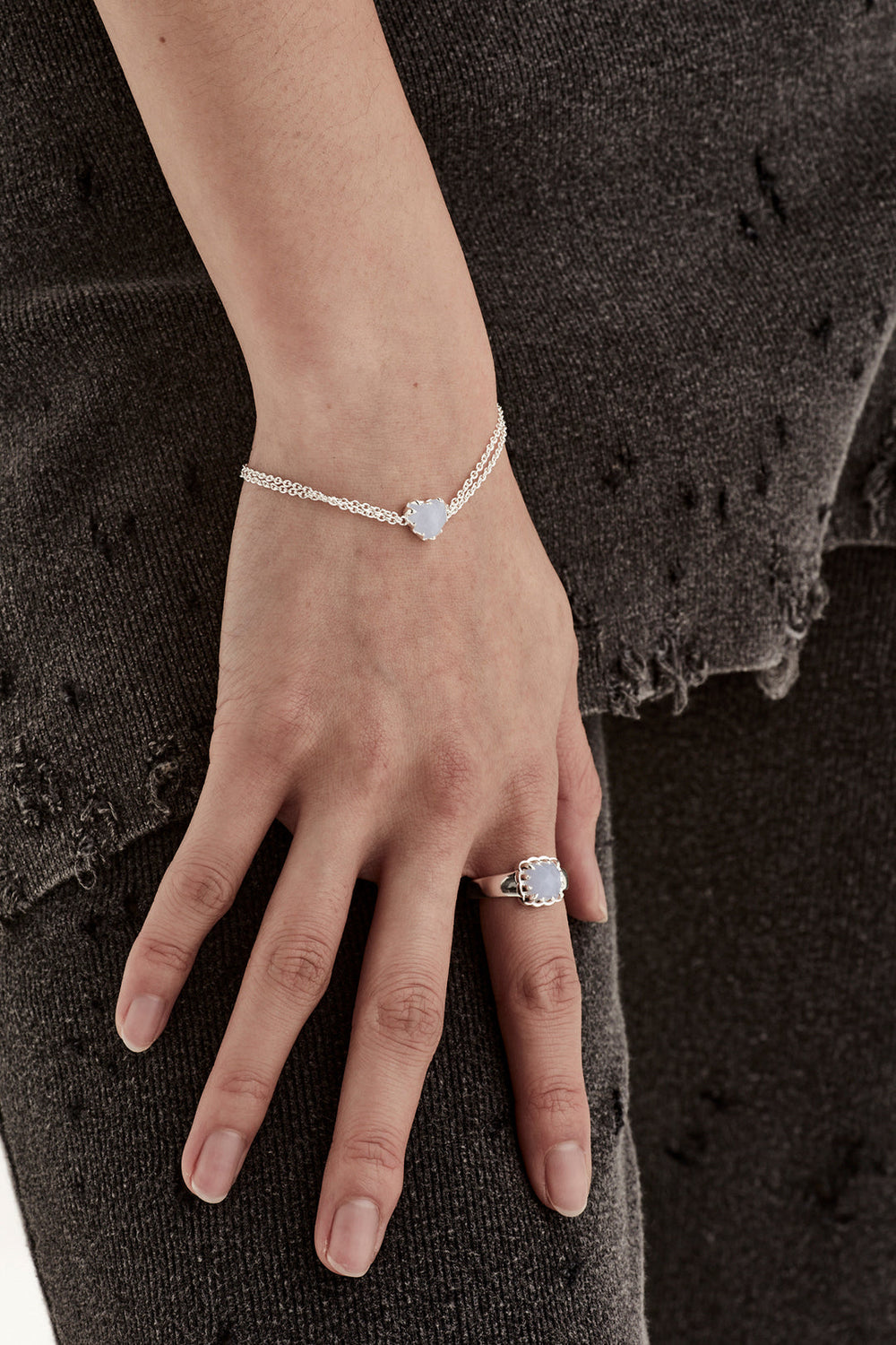 Stolen Girlfriends Club Love Claw Bracelet | Silver & Blue Lace Agate