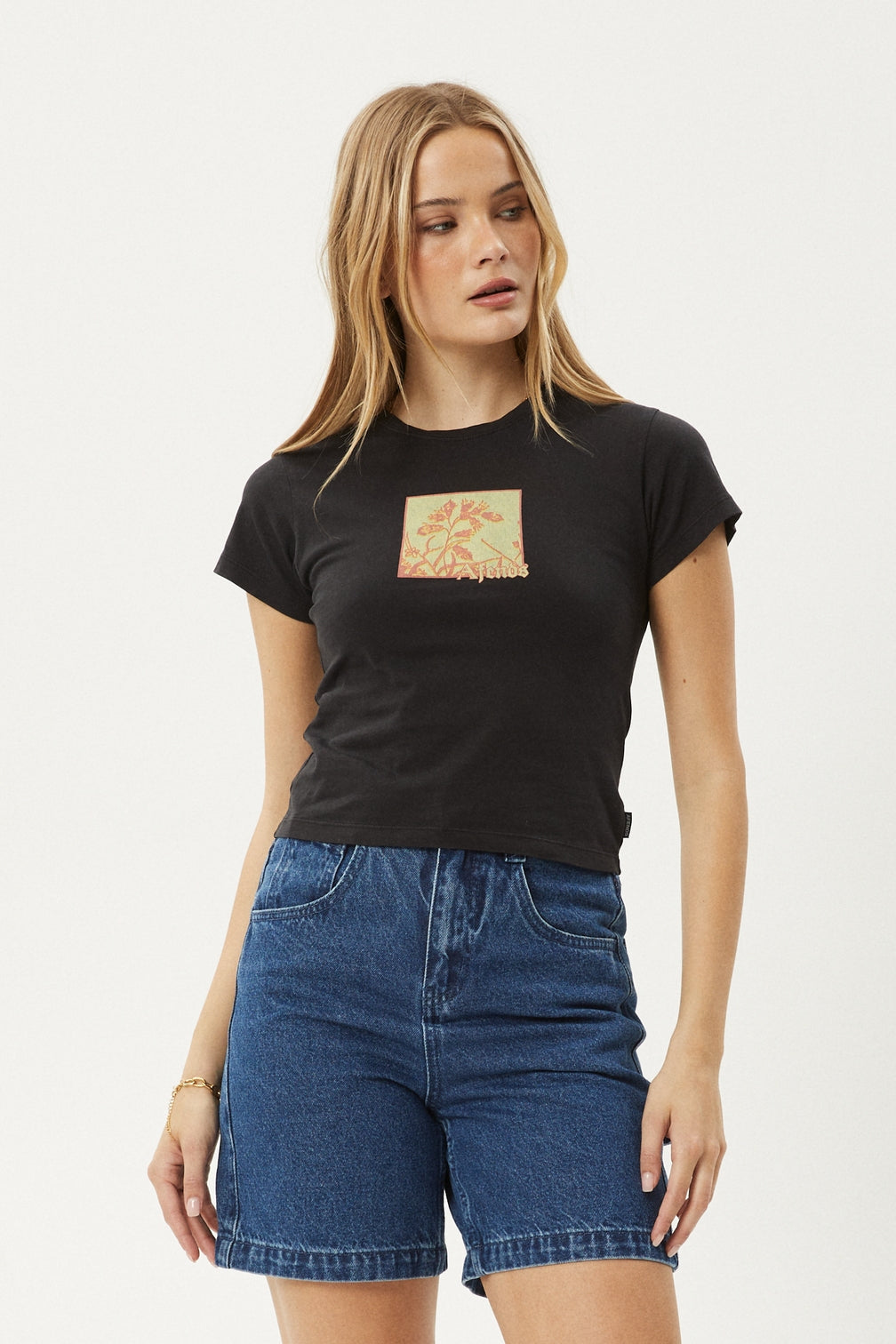 Afends Ivy Recycled Baby Tee | Stone Black
