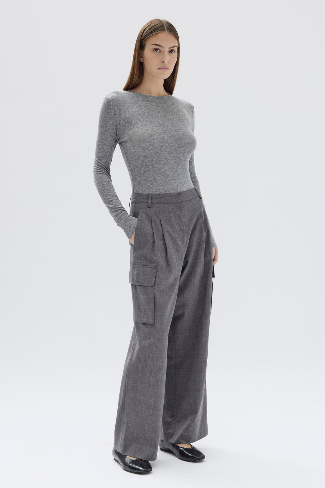 Assembly Label Isara Wool Cargo Pant | Charcoal