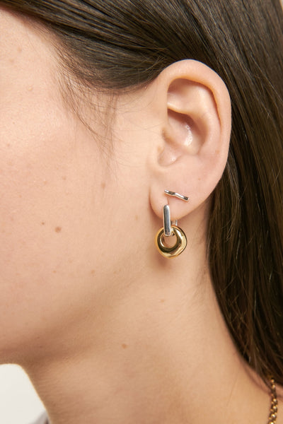Brie Leon Mini Bloq With Pebble Earring