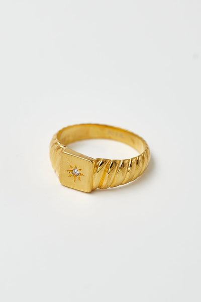Brie Leon Star Burst Ring Clear - Gold