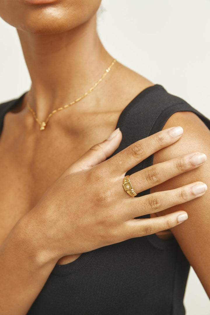 Brie Leon Star Burst Ring Clear - Gold