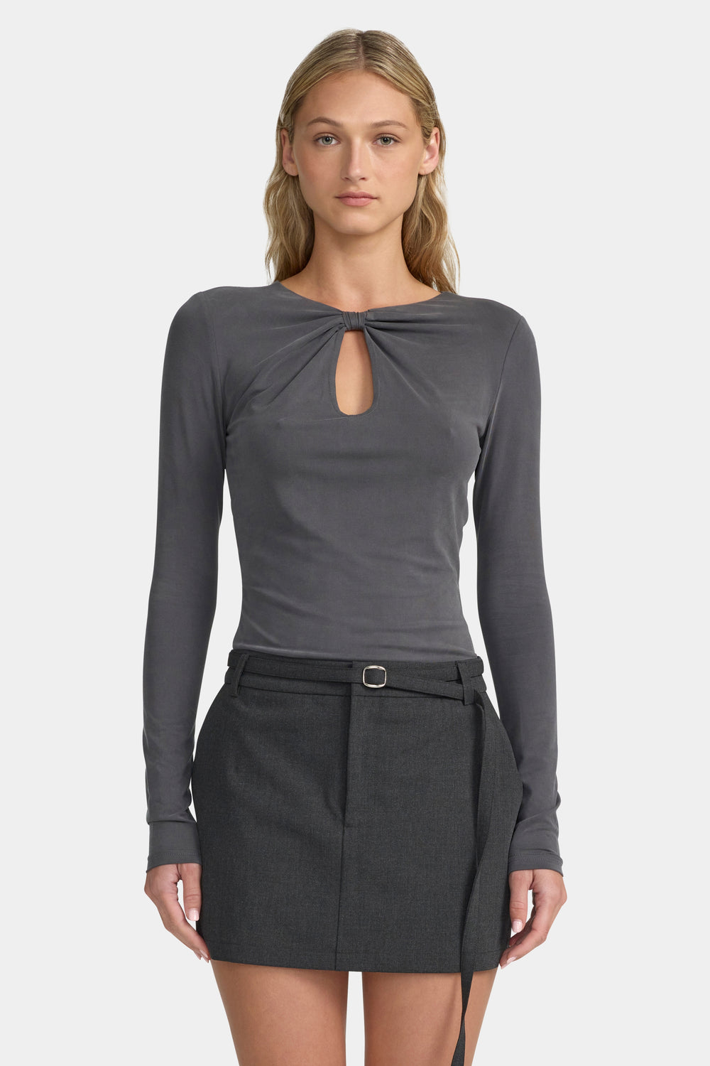 Ownley Isobel Jersey Top | Charcoal