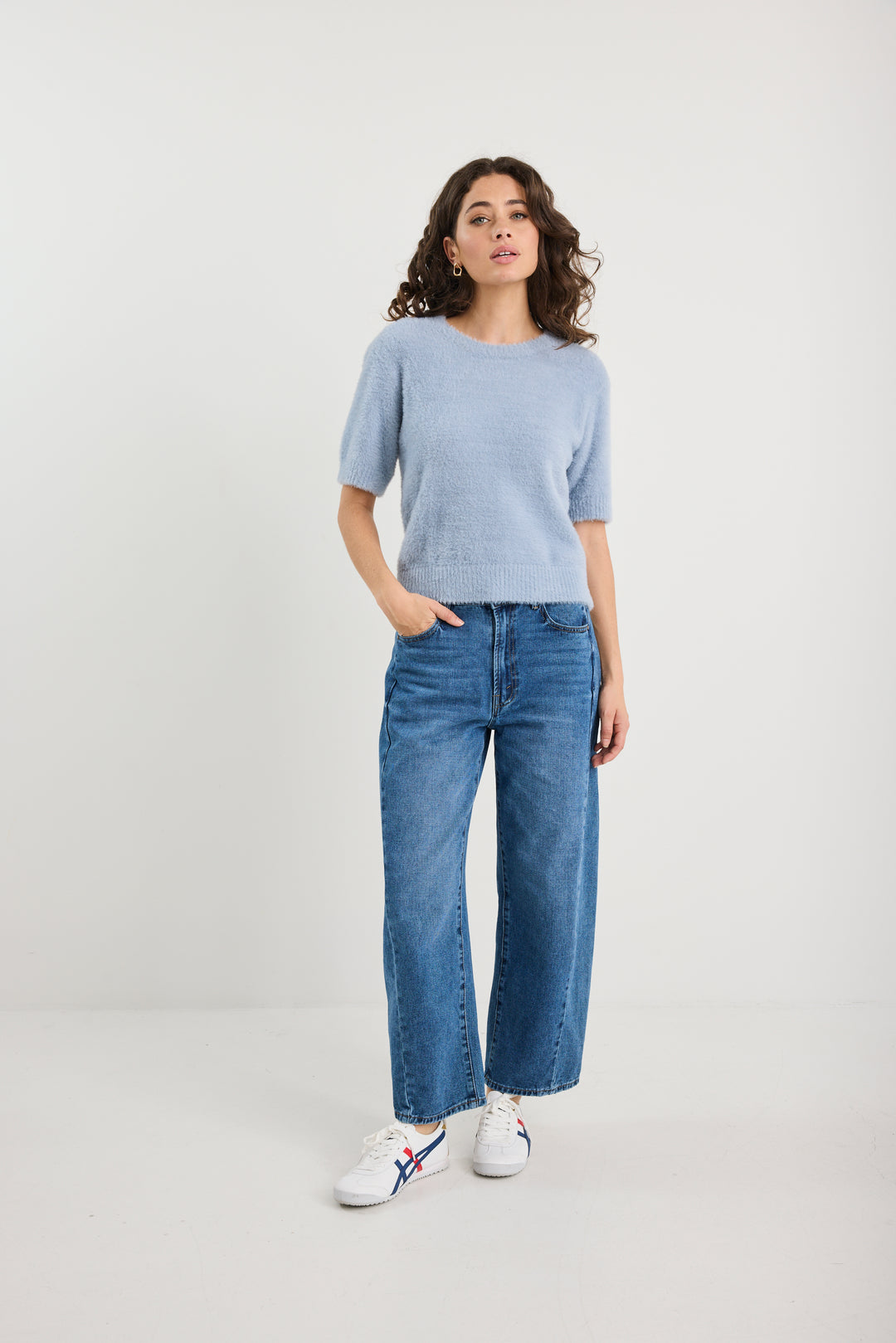 Ivy + Jack Issue Fluffy Soft Knit Tee | Light Blue
