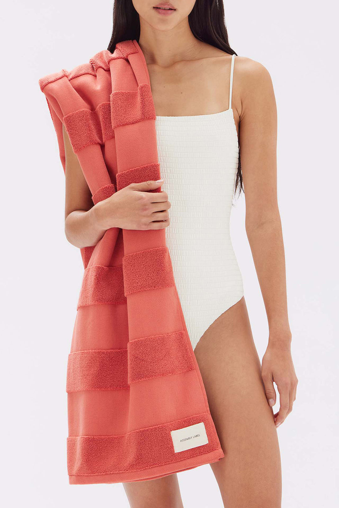 Assembly Label Jacquard Tile Beach Towel | Papaya
