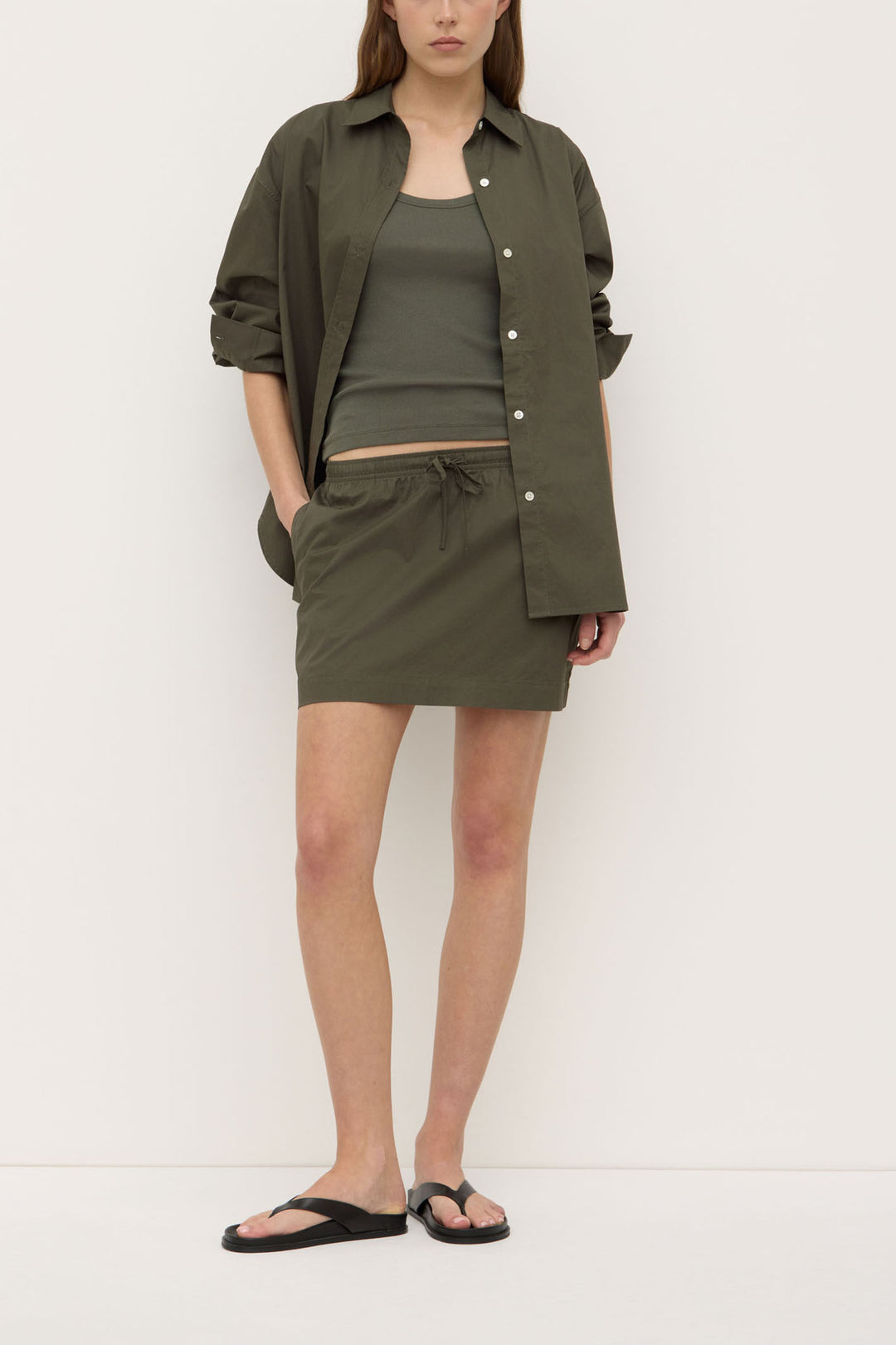 Assembly Label Kalla Poplin Mini Skirt | Moss