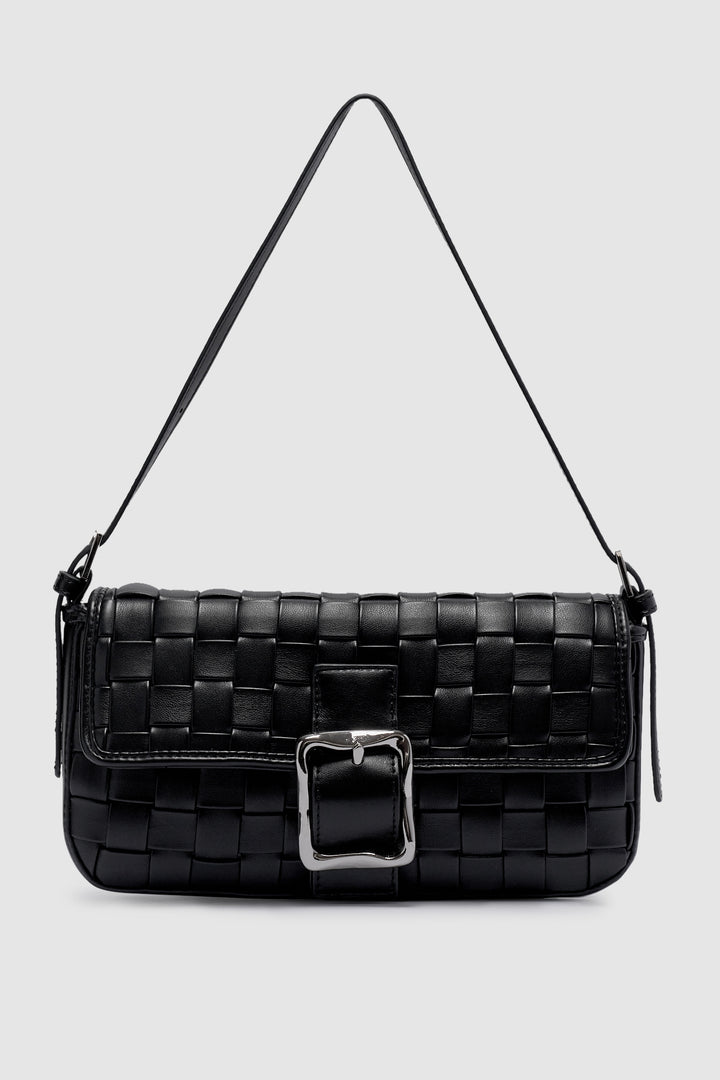 Brie Leon Lena Woven Baguette | Soft Black