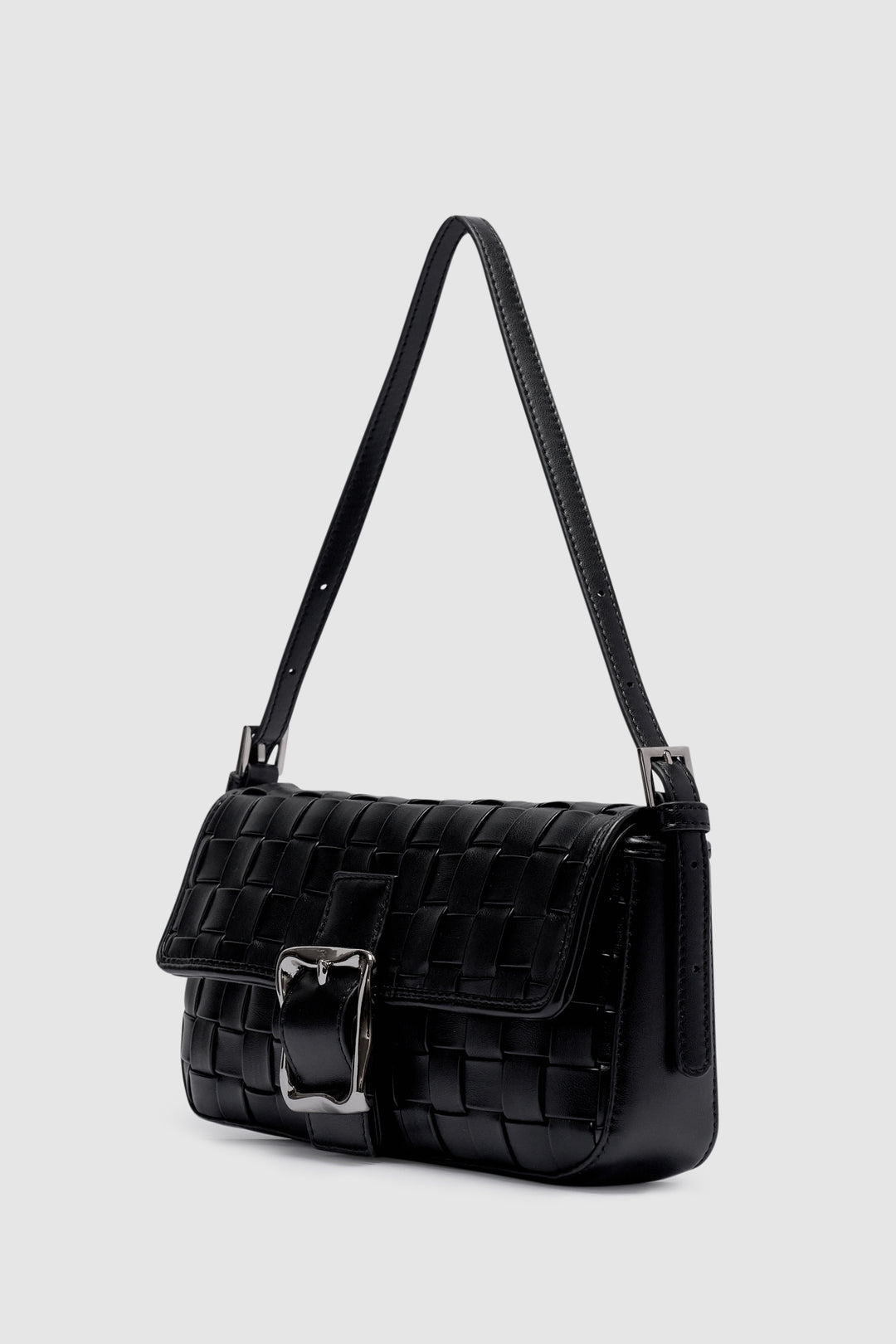 Brie Leon Lena Woven Baguette | Soft Black