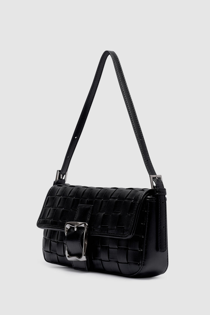 Brie Leon Lena Woven Baguette | Soft Black