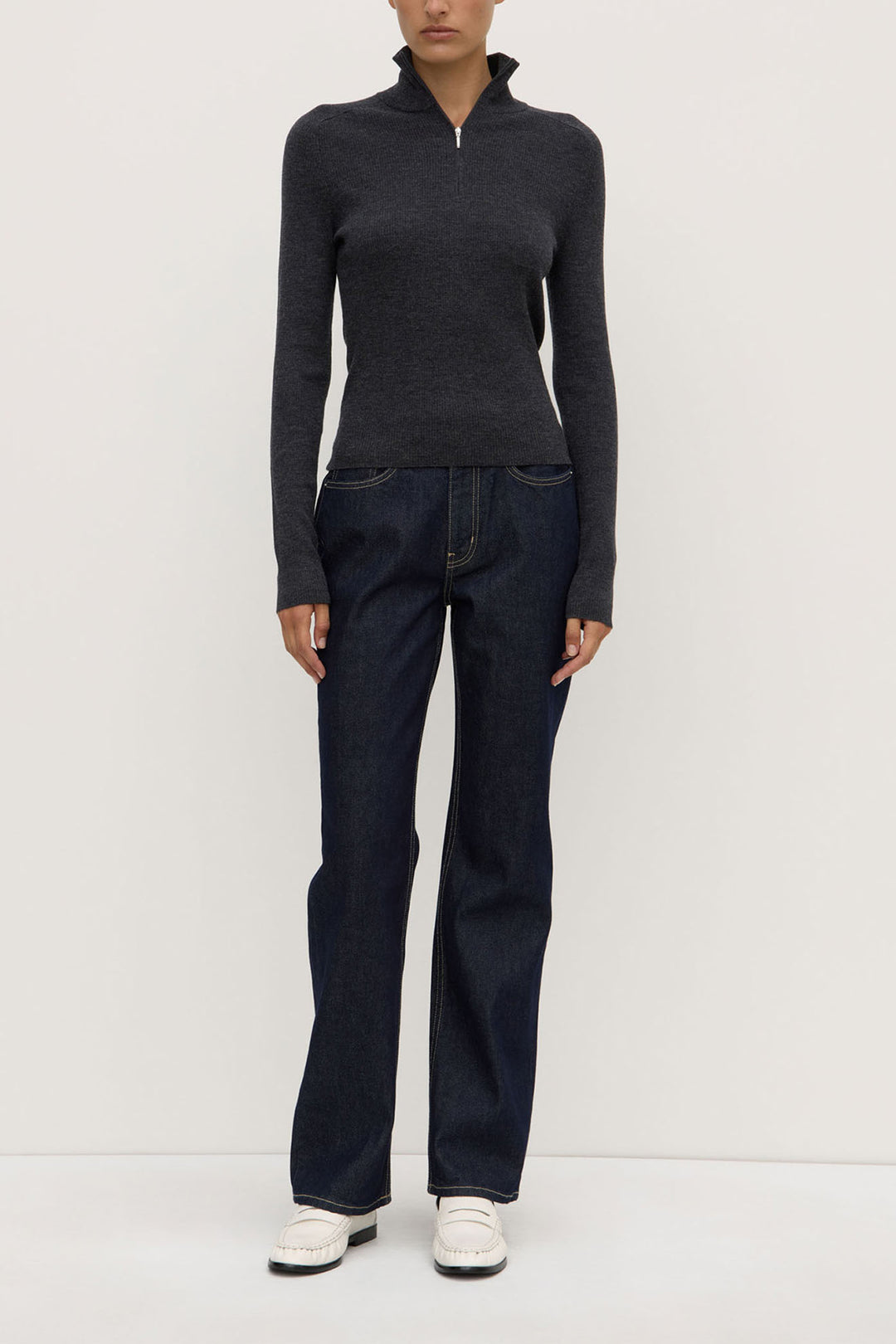 Assembly Label Laine Quarter Zip Wool Knit | Charcoal Marle