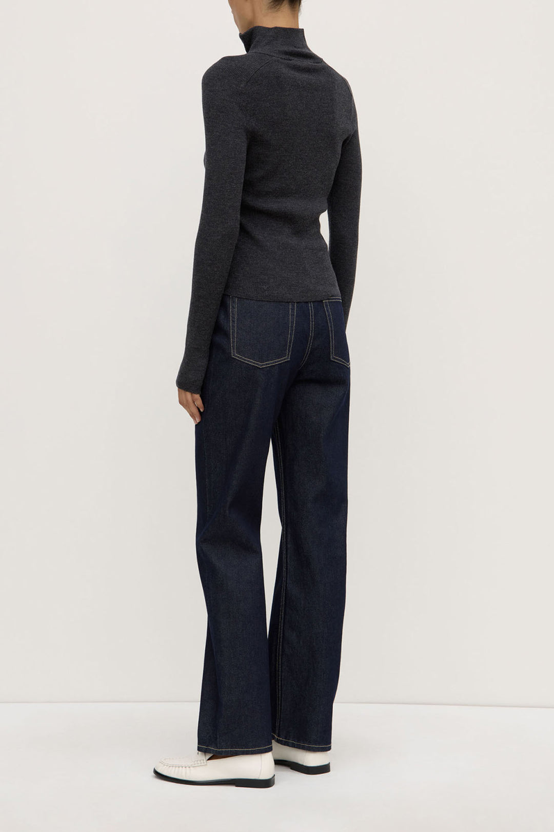 Assembly Label Laine Quarter Zip Wool Knit | Charcoal Marle