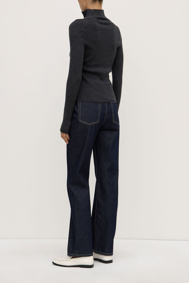 Assembly Label Laine Quarter Zip Wool Knit | Charcoal Marle