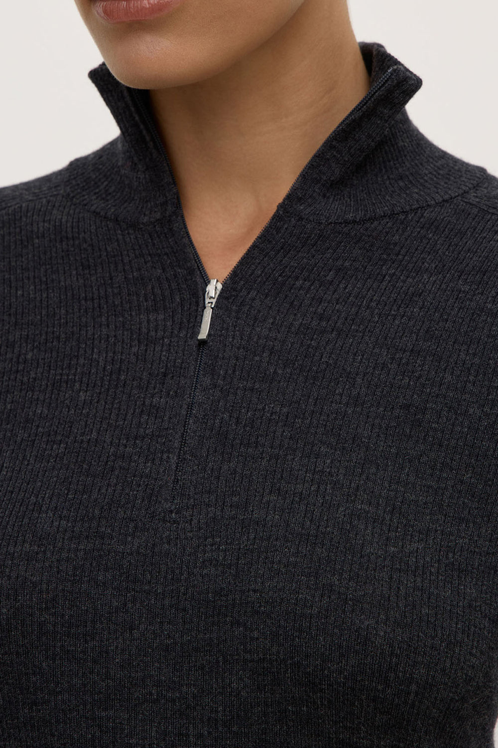 Assembly Label Laine Quarter Zip Wool Knit | Charcoal Marle