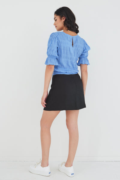 Ivy + Jack Lovely Shirred Top - French Blue