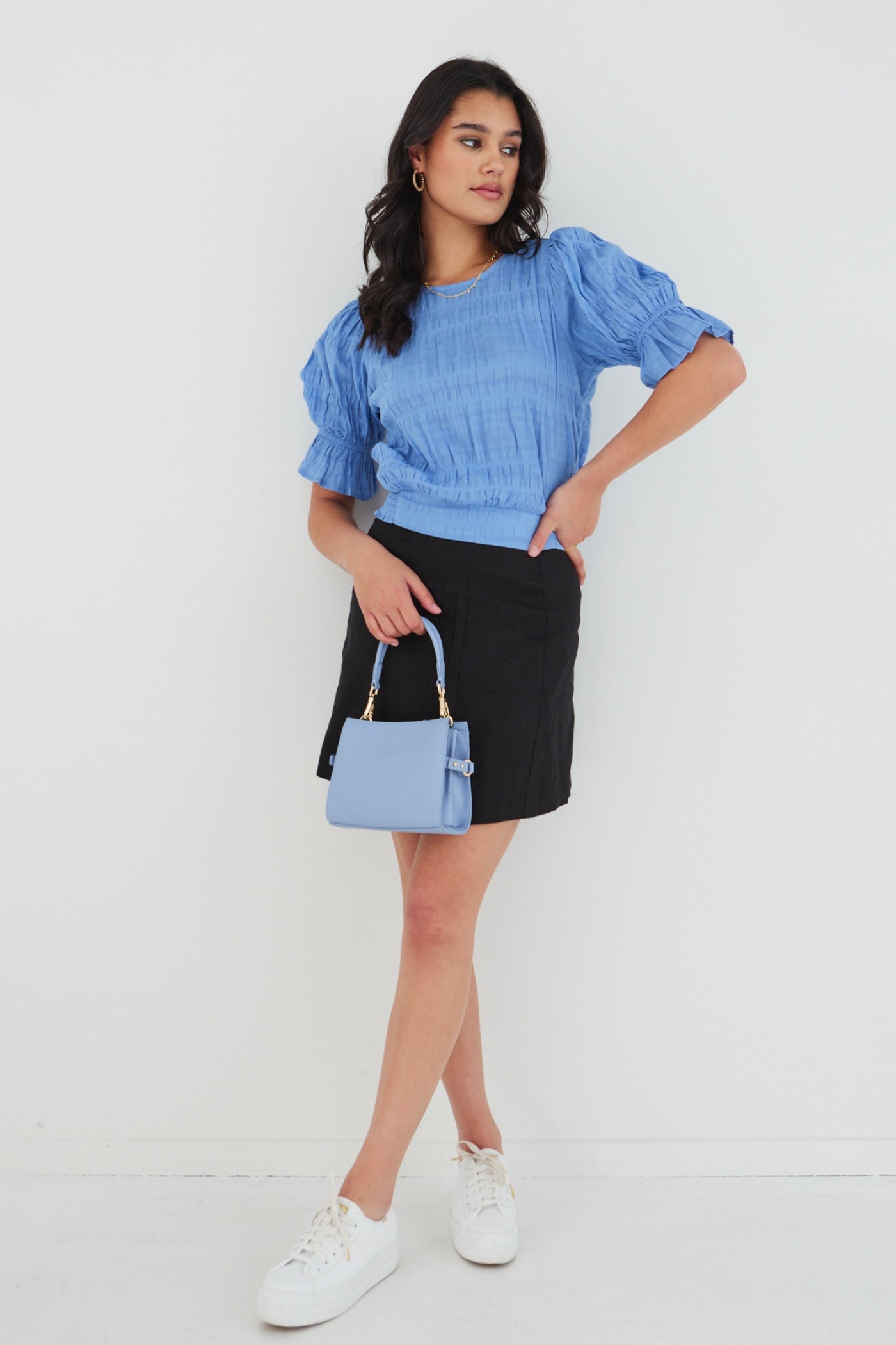 Ivy + Jack Lovely Shirred Top - French Blue