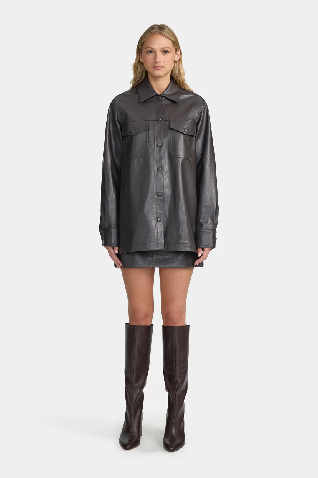 Ownley Marshall PU Shacket | Graphite