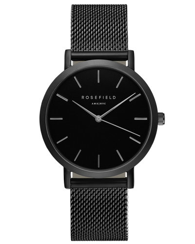 The Mercer collection pays tribute to New York's fashion culture. Classic elements of round watches are paired with modern stainless steel mesh straps for a new sense of style.      Matte black-plated stainless steel - Black     Water resistance 3 ATM