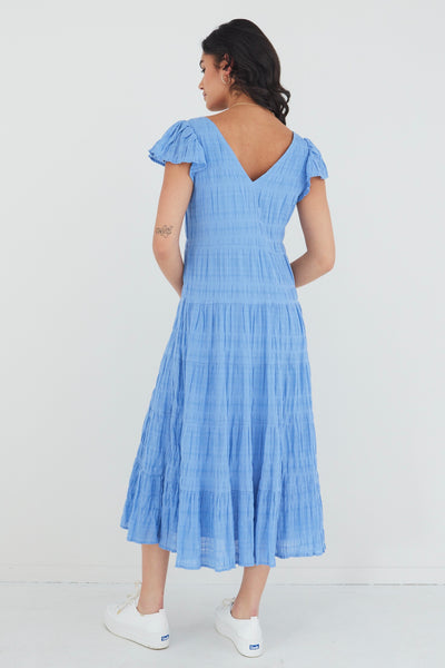 Ivy + Jack Marley French Blue Shirred Dress - Blue