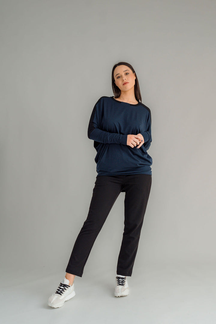 Nes Merino Harley Jumper | Black/Ink