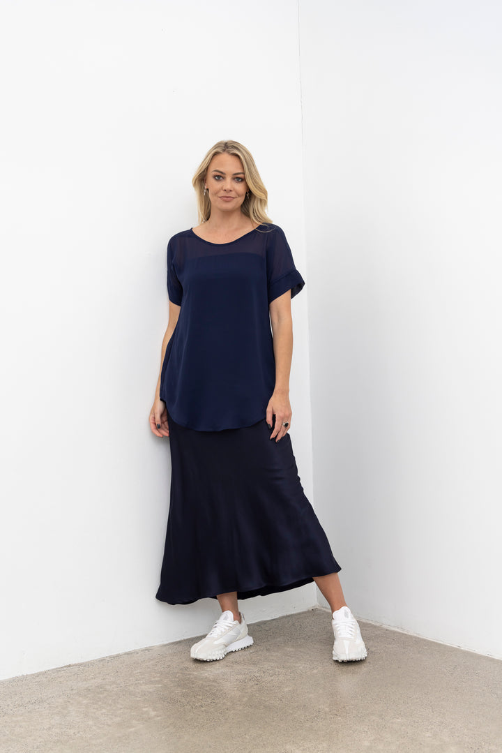 Nes Muse Satin Skirt | Ink