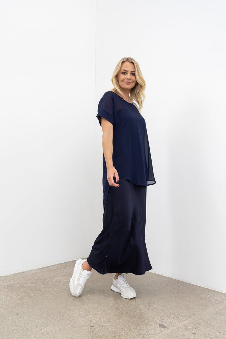 Nes Muse Satin Skirt | Ink