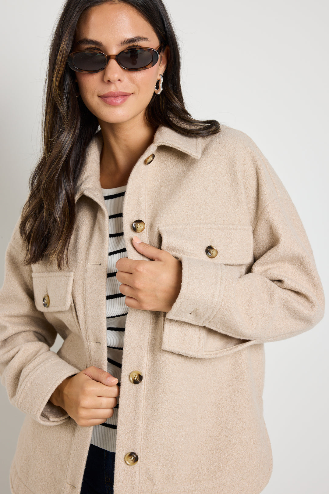 Stories Be Told Pinot Oversized Shacket | Taupe