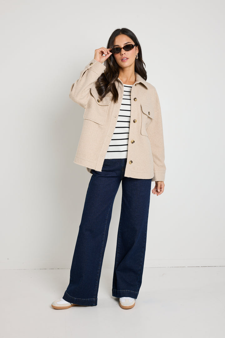 Stories Be Told Pinot Oversized Shacket | Taupe