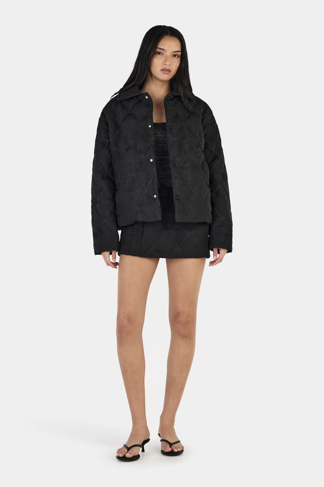 Ownley Quinton Cropped Quilted Jacket | Black