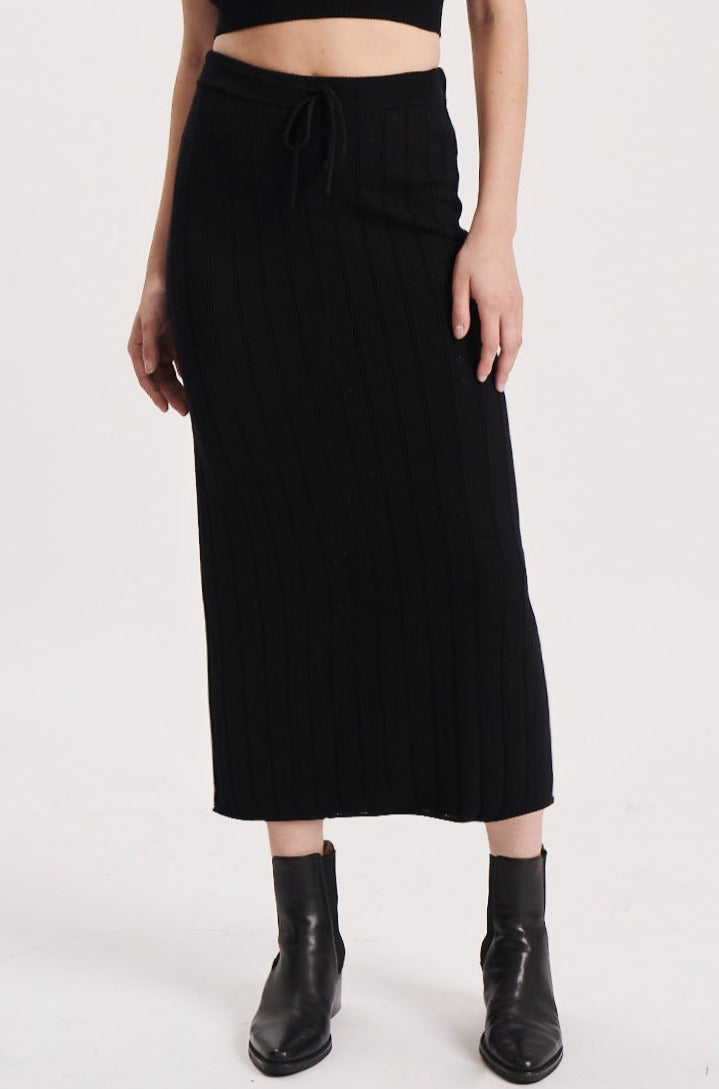 Rollas Milan Knit Skirt - Black