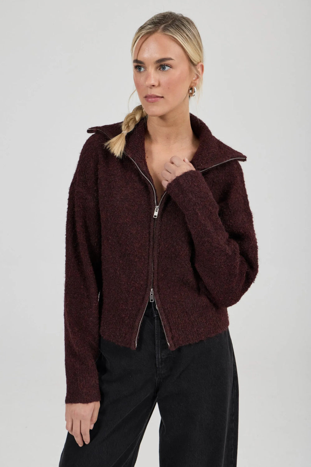 Rollas Loom Cardigan | Dark Cherry