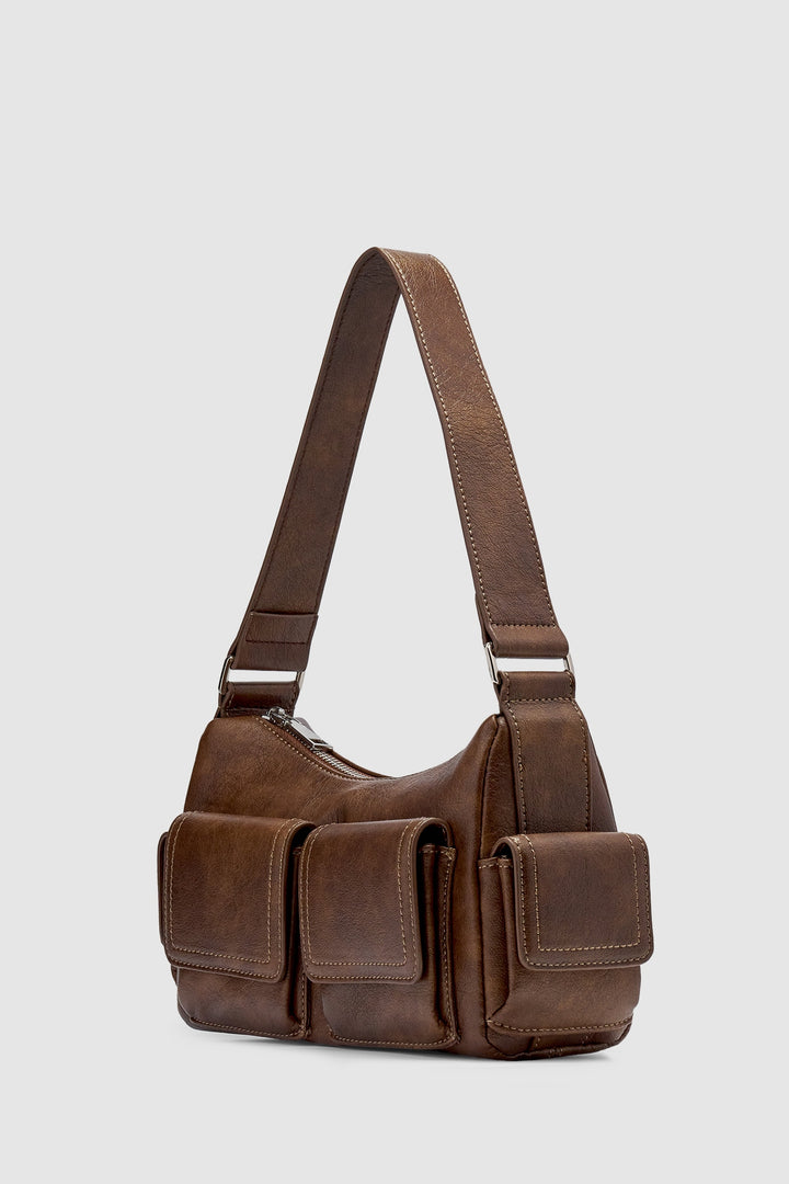 Brie Leon Rae Mini Pocket Bag | Worn Chocolate