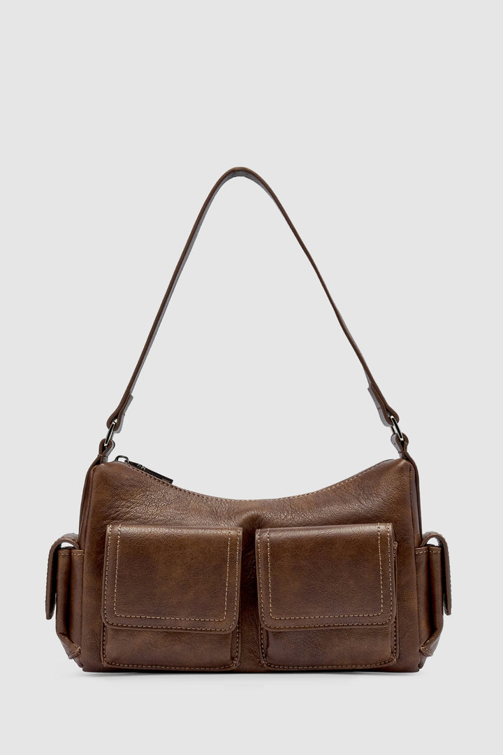 Brie Leon Rae Mini Pocket Bag | Worn Chocolate