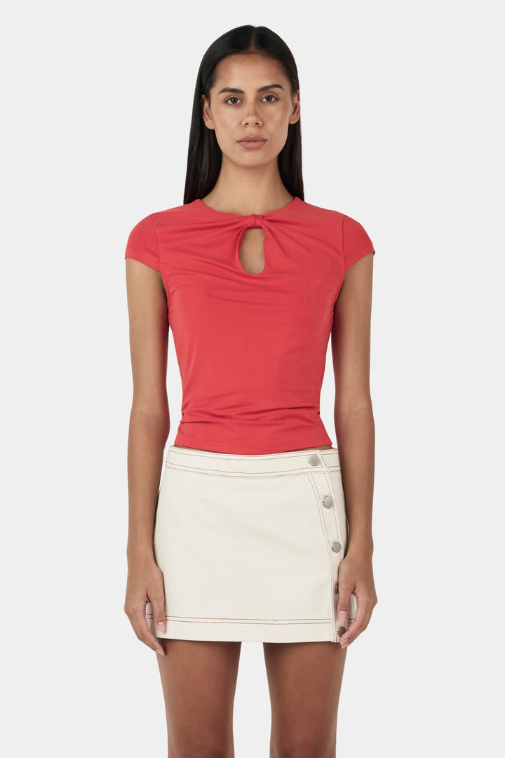 Ownley Rina Keyhole Tee | Tango Red