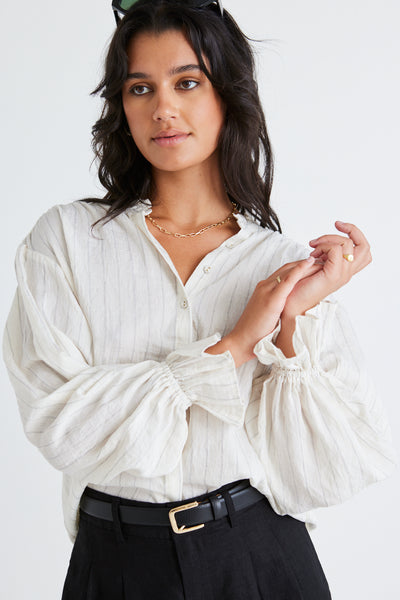 Among The Brave Relatable Ivory Stripe Frill Shirt