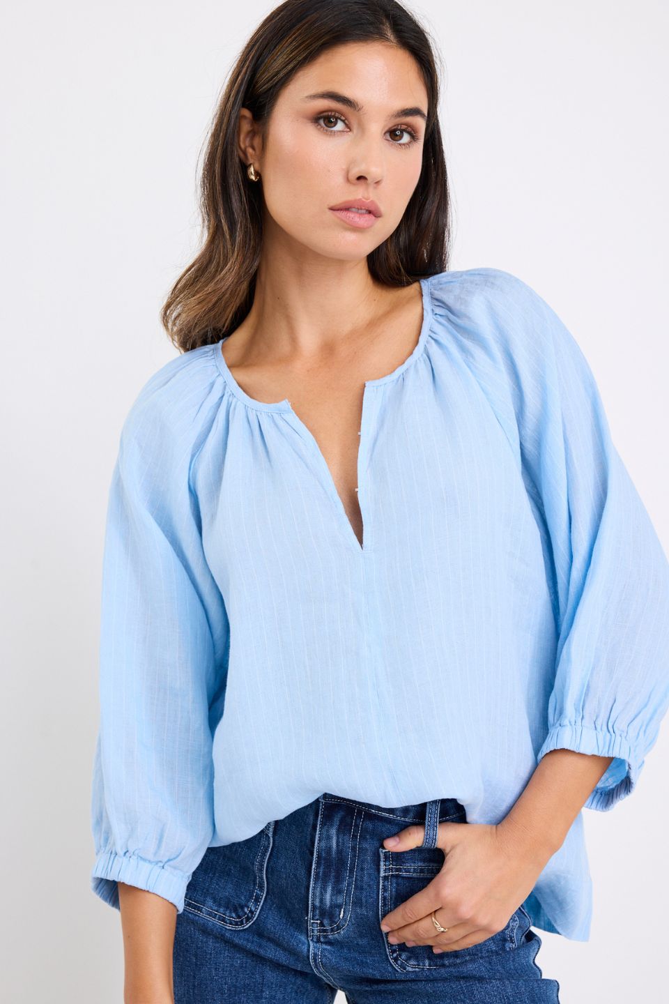 Reunion Label Revolutionary Relaxed Top | Sky Blue Stripe
