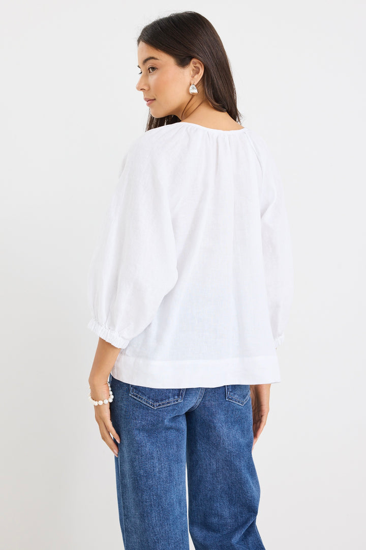 Reunion Label Revolution Linen Top | White