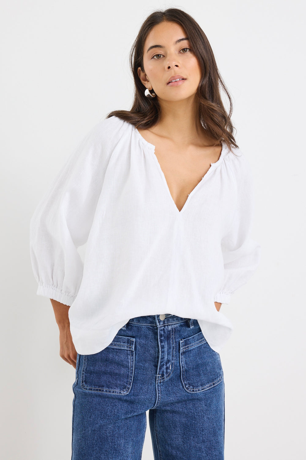 Reunion Label Revolution Linen Top | White