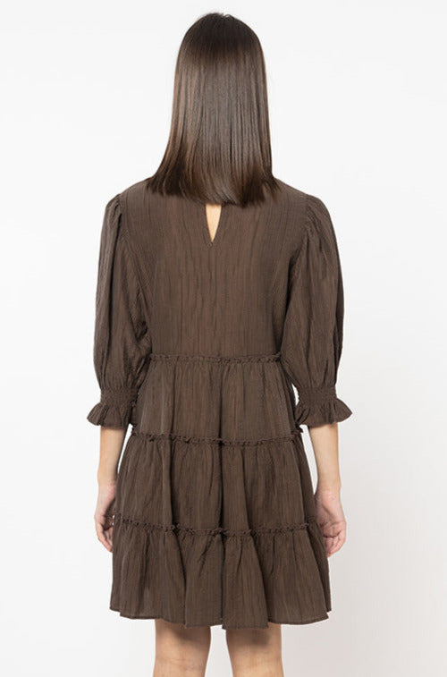 Seeking Lola Briar Tiered  Mini Dress - Brown