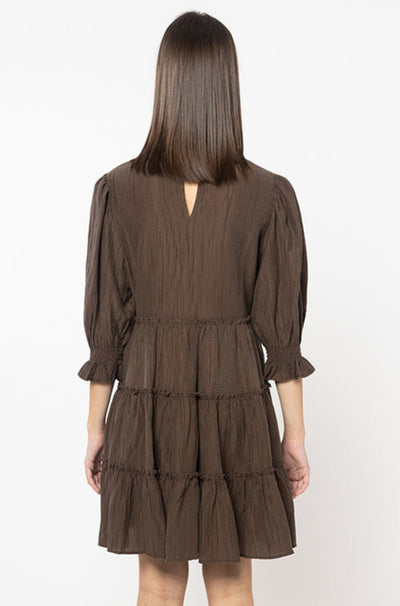 Seeking Lola Briar Tiered  Mini Dress - Brown