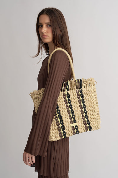 Brie Leon Sunday Market Bag - Artichoke Stripe
