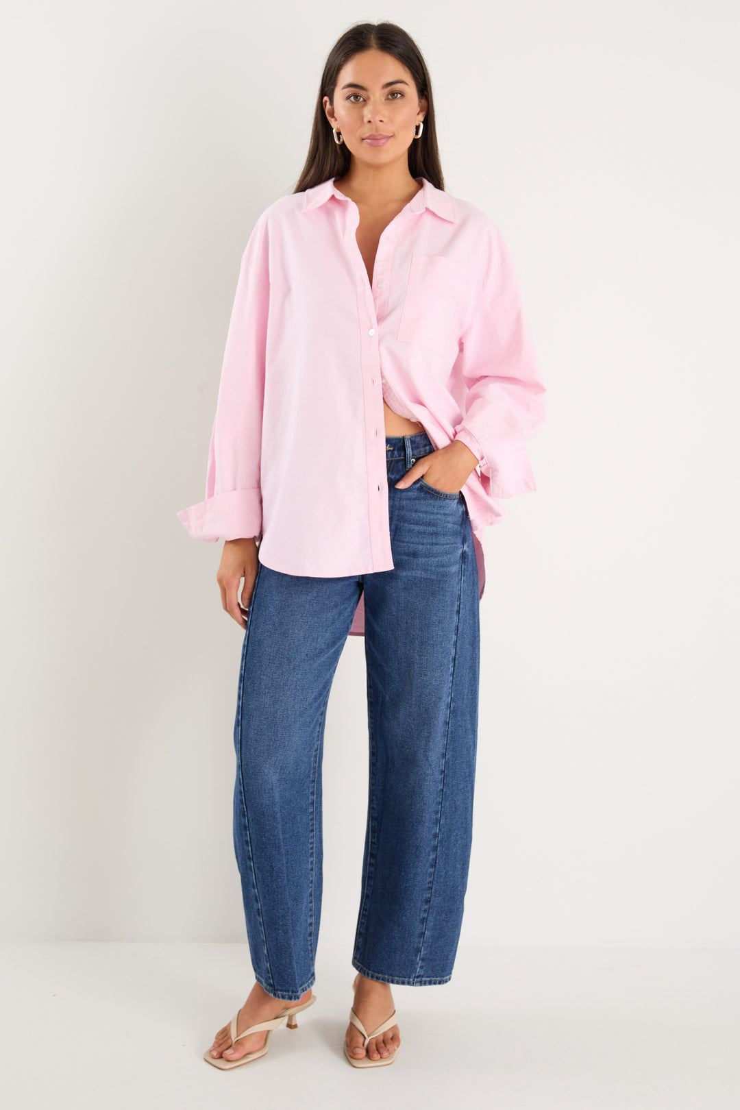 Stories Be Told Signature Oversized Boyfriend Shirt | Pink Oxford