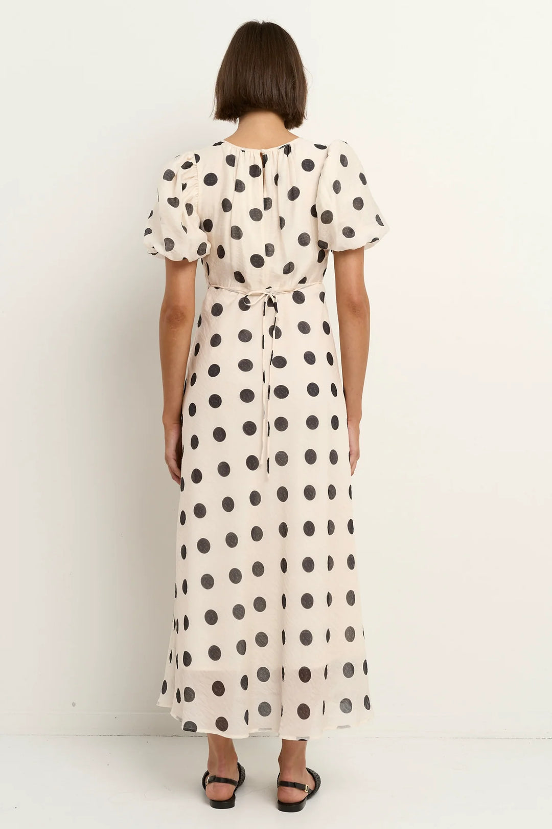 Stories Be Told Stage Dress - Cream & Black Polka Dot | Roux