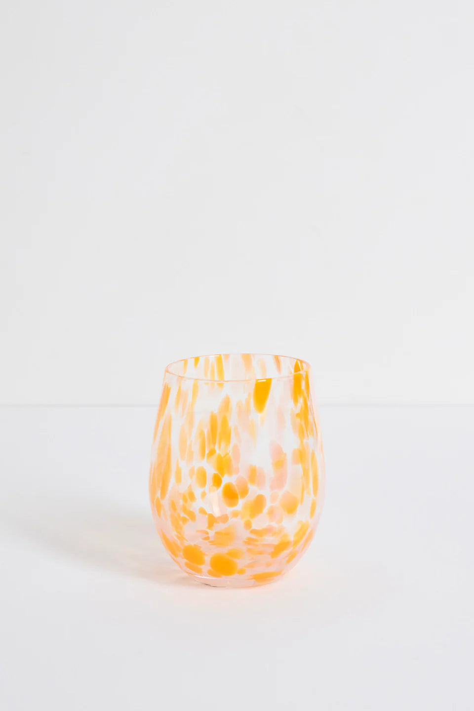 Willow & Mae Stemless Wine Glass | Orange Splatter