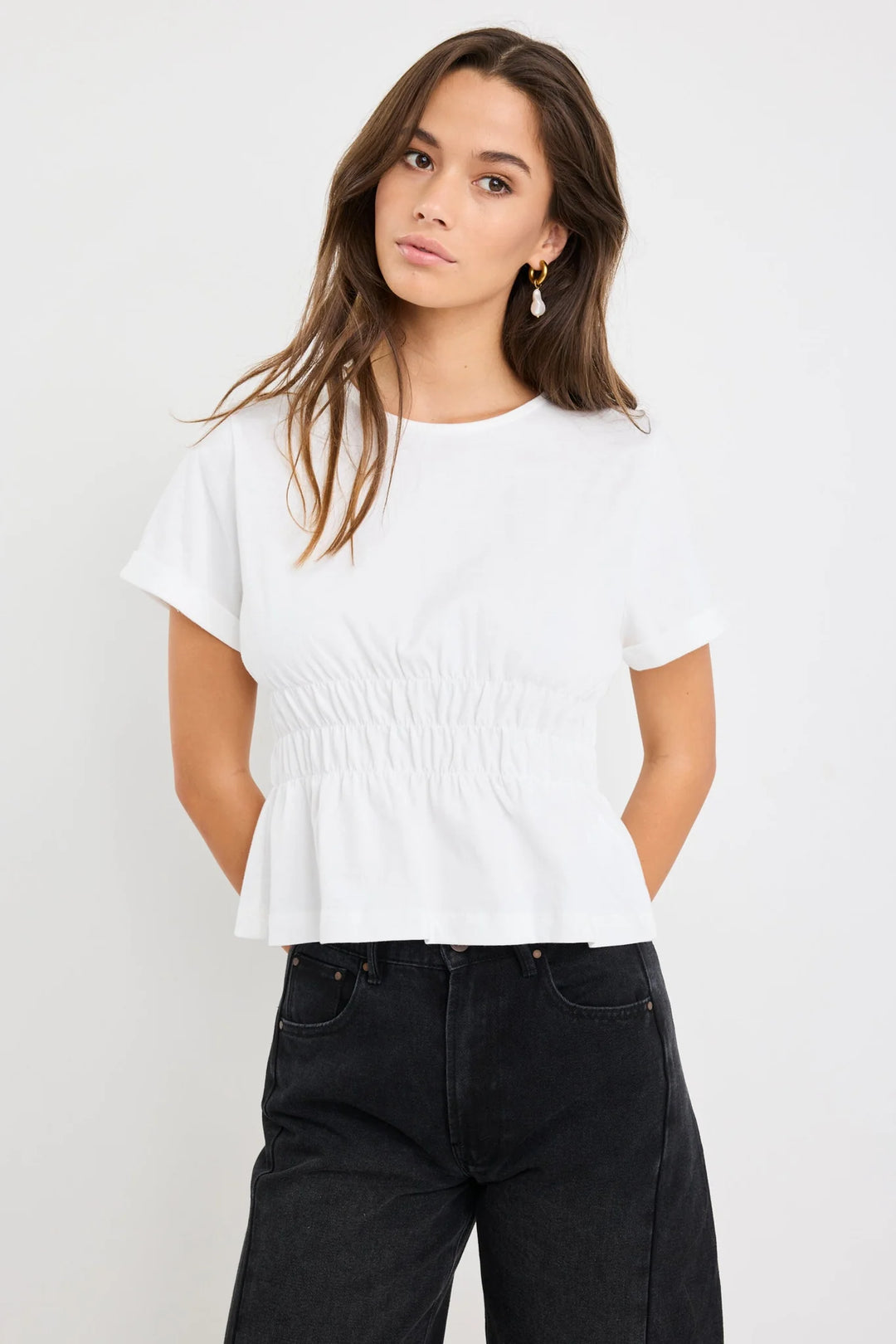 Among The Brave Svelte Shirred Detail Tee | White
