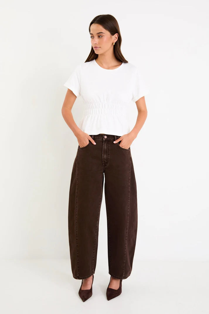 Among The Brave Varsity Barrel Jean | Chocolate