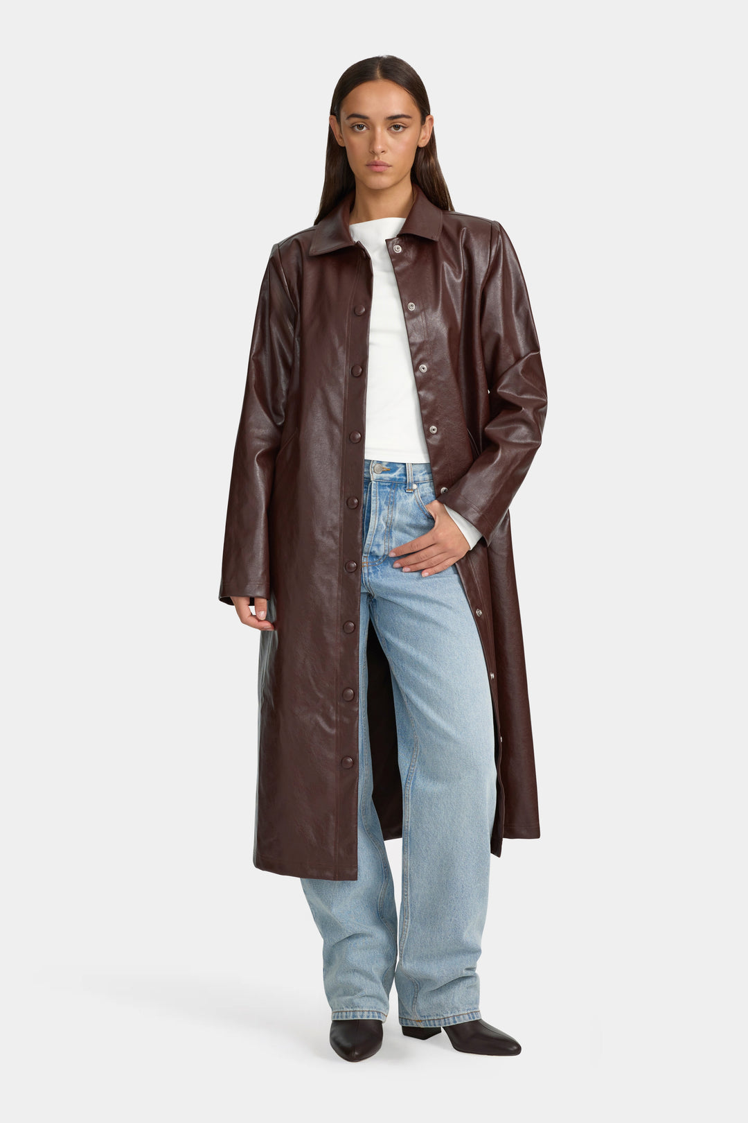 Ownley Tabetha PU Coat | Cherry Cola