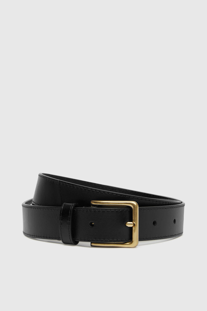 Assembly Label Tower Wrap Leather Belt | Black & Gold