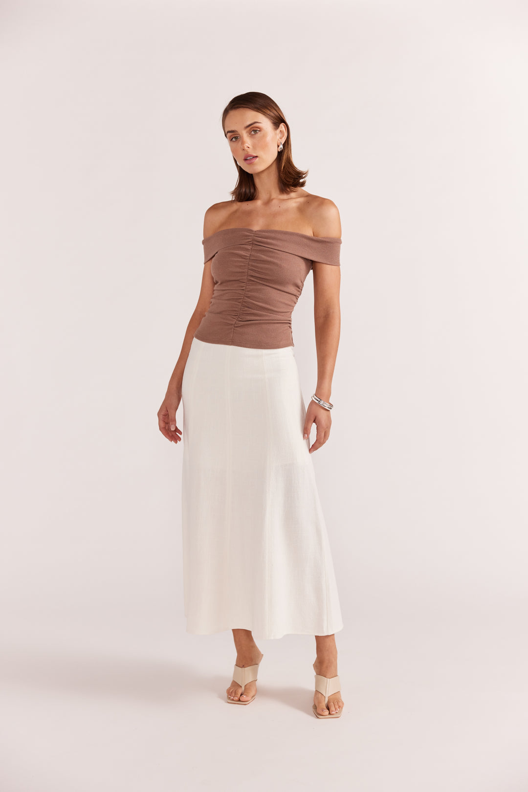 Staple The Label Celia Off Shoulder Top | Latte