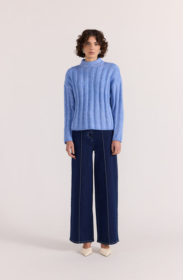 Staple The Label Macy Cozy Rib Jumper | Blue Marle