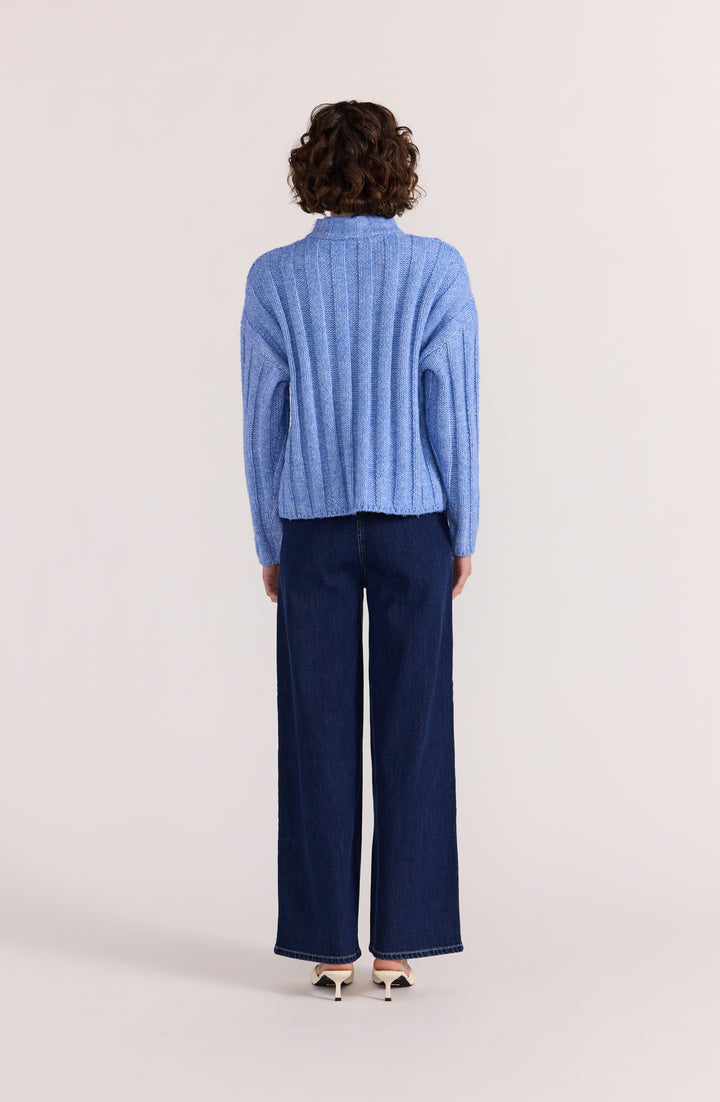 Staple The Label Macy Cozy Rib Jumper | Blue Marle